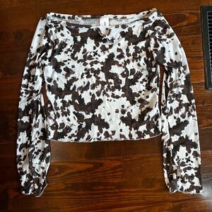 Collusion brown and white cow print top